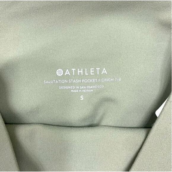 ATHLETA Salutation Stash Pocket II 25" Ruched Legging UPF 50+ Sage Green Small - Picture 11 of 12